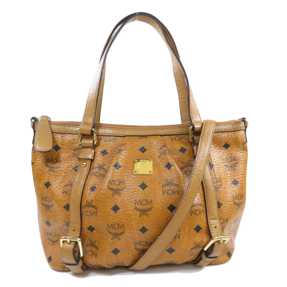Mcm 2way Calfskin Handbag Shoulder Bag Brown Leather Brown - Picture 11 of 11